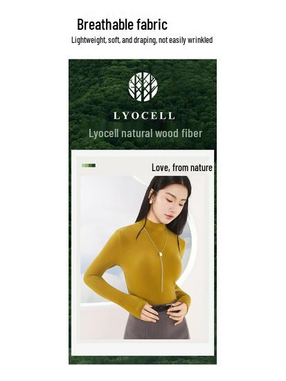Autumn/Winter Tencel Wool Slim Fit Semi-High Neck Korean Style Warm Top