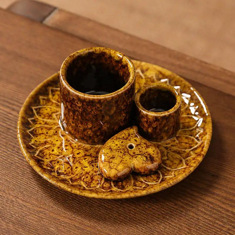 1 Stück, Kerzenhalter aus Keramik, Salbei- & Palo Santo-Ablage, Nordische Heimdekoration zur Schaffung einer entspannenden Atmosphäre (Ohne Weihrauch)