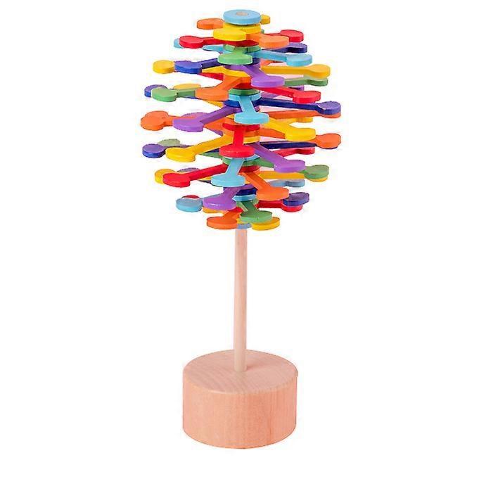 Kids Wooden Spiral Lollipop Stress Toy Spinning Decompression Toy