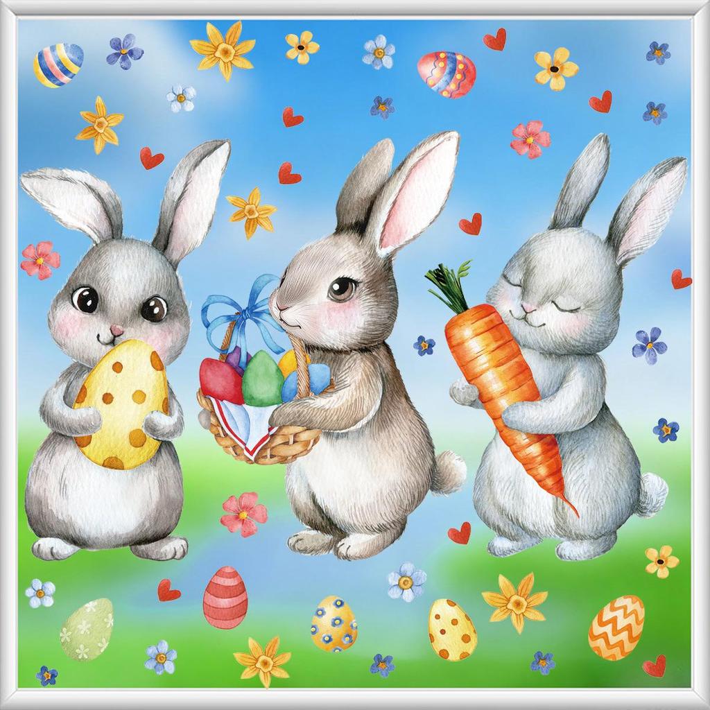 Easter Bunny Carnival Window Clings 2026 - New Style Stickers for Bedroom, Glass Cabinets, and Windows