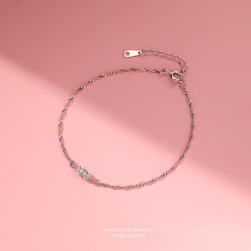 

Light Luxury Sparkling Zircon Simple Bracelet for Women Exquisite 925 Sterling Silver Jewelry Gift серебряный