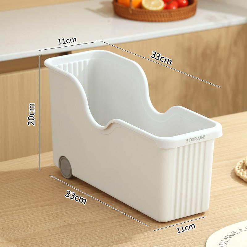 

Plastic Kitchen Storage Bin With Wheels Open Top Cabinet Organizer For Dishes Bottles A1