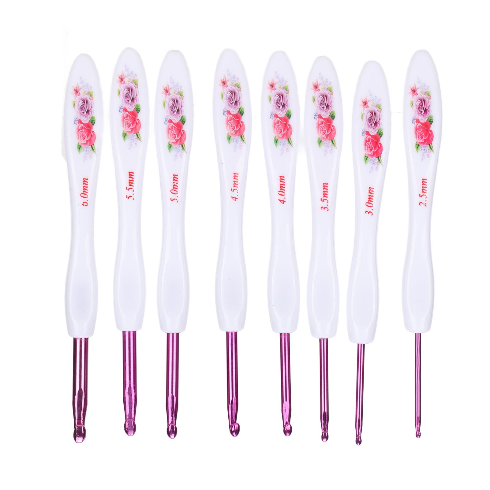 

8 шт. Крючки для вязания с изогнутой мягкой ручкой, удобные, портативные, инструмент для вязания для энтузиастов вязания, розовые розовый