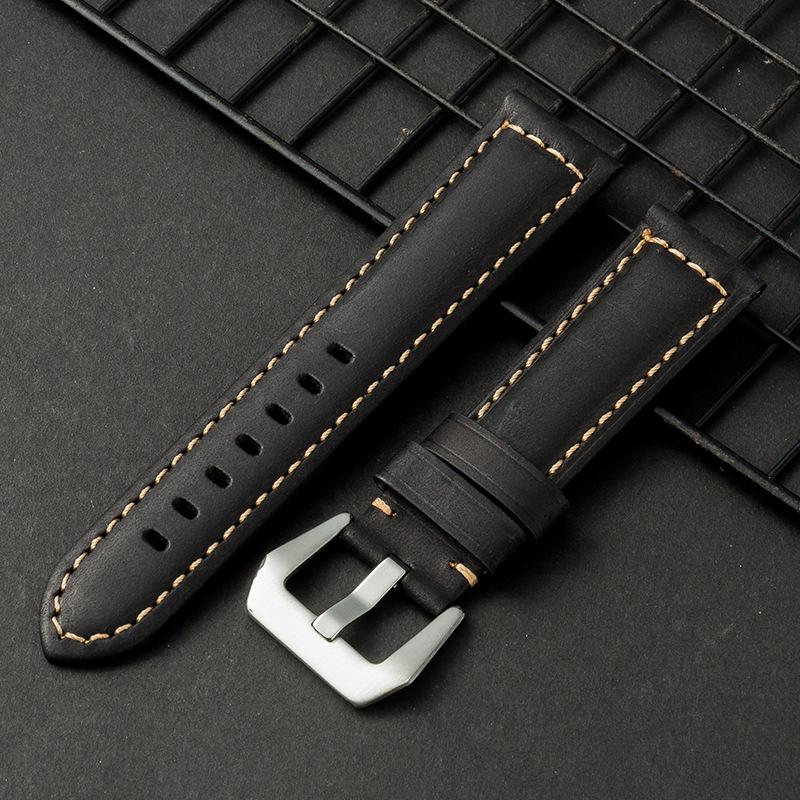 Crazy Horse Leather Frosted Retro Watch Strap 22/24/26mm - European & American Style