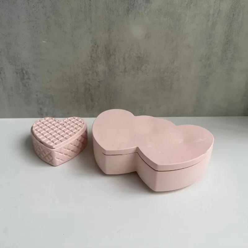 Vassoio Contenitore Gioielli a Forma di Cuore Stampi in Gesso Scatola Contenitore a Griglia Amore Stampo in Silicone San Valentino Stampo per Dolci da Cucina Cioccolato
