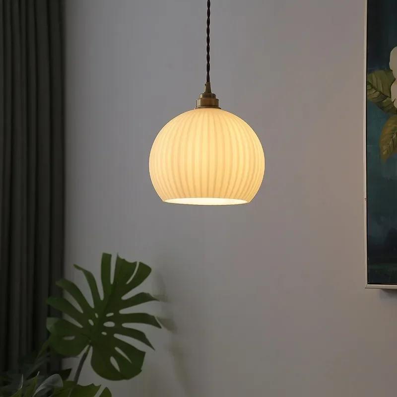 Retro Vidro Pendente Luz Cobre Suspensão Lustre para Sala de Jantar Cozinha Quarto Decoração de Casa Luminárias Penduradas Lustre