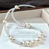 Vintage Strong Light High Quality Artificial Crystal Pearl Necklace Collarbone Chain Pendant
