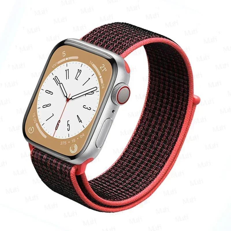 Nylon loop Strap For Apple Watch bands 46mm 44mm 40mm 45mm 41mm 42mm Sport Bracelet iwatch Ultra 2 49mm Series 10 9 8 se 7 6 5 4 Strap
