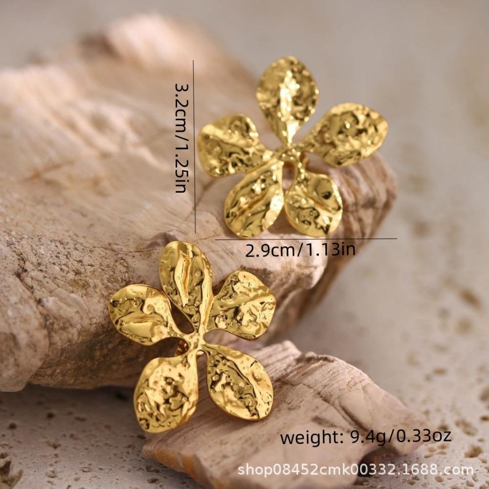 Stainless Steel 18K Gold-Plated Geometric Irregular-Shaped Earrings for Women