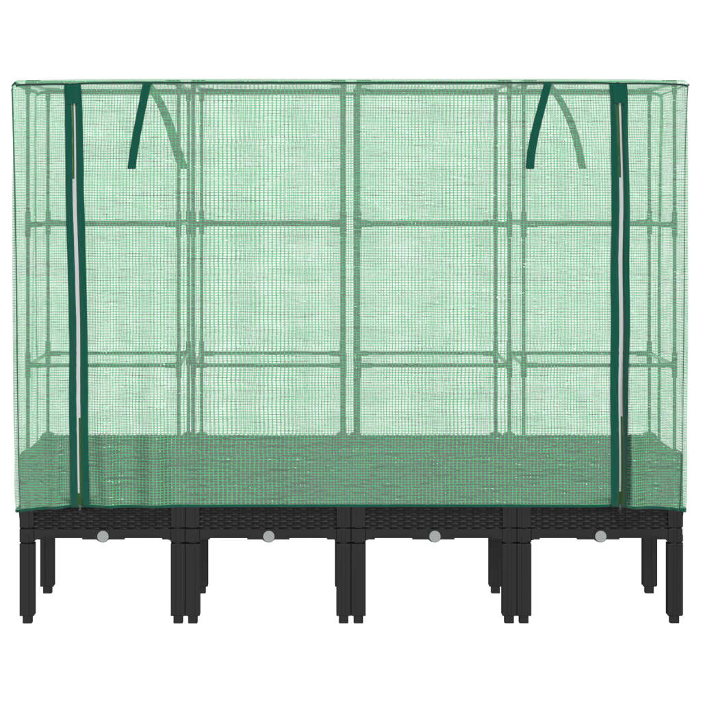 Vidaxl Raised Planter with Greenhouse, Rattan Look, 160X40X140 Cm