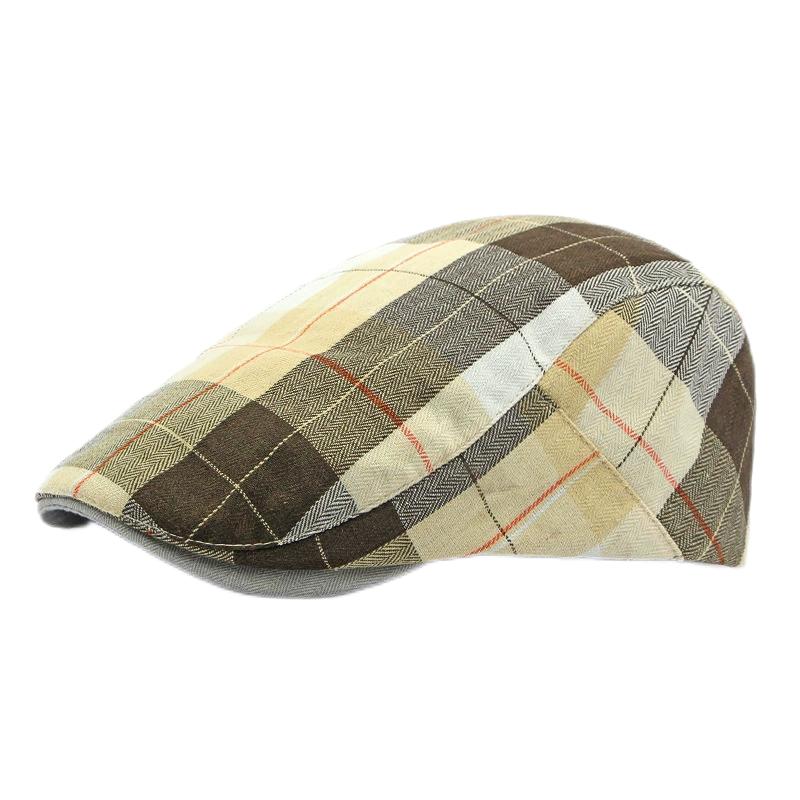 Frühling Sommer Dopamin Karomuster Baskenmütze Entenschnabel Vorwärtskappe Britischer Stil Schirmmütze Sommerhüte für Damen Herren Sonnenhüte Papa Hut Geschenk