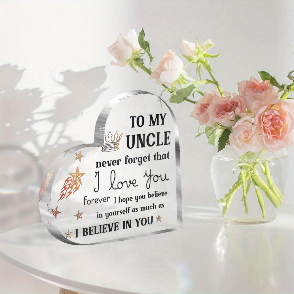 Heart-Shaped Decorative Ornament - "To My Uncle" Engraved, Modern Style, Tabletop Mounting, Multipurpose Use, Ideal for Father'S Day & Christmas Gift