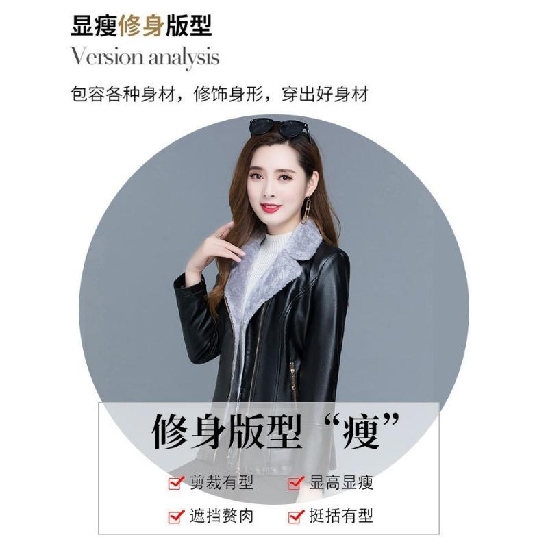 Women S Short Fleece Lined Suit Collar Leather Jacket Winter Casual Coat