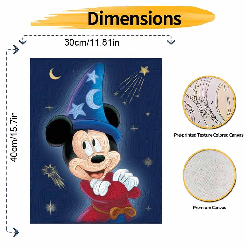 Disney Mickey Mouse Sorcerer Hat Paint By Numbers Hand Painting Kit. Home Decor Wall Art Gift