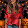 Women's V-Neck Short Sleeve Halloween Print Casual Top