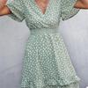 V-neck Dress Women's A-line Short Sleeved Spring Summer S-XXXL