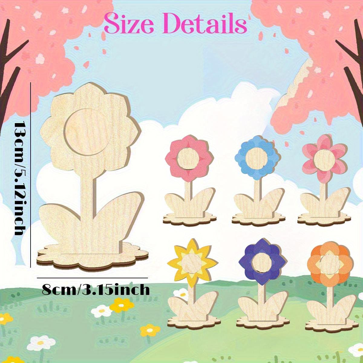 

12 Uds. Recortes de flores de madera, artesanías de madera sin terminar para suministros de pintura, mesa, boda, habitación