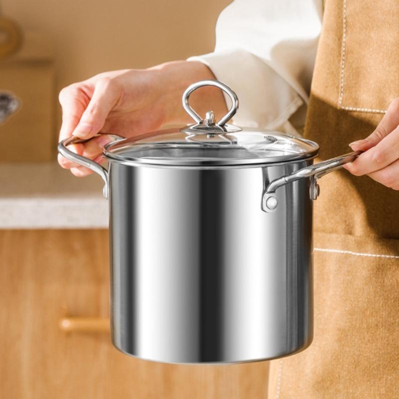 Multi Functional Stainless Steel Cooker Pot With Frying Basket Heat Resistant Lid Even Heating Design Works On Gas Induction