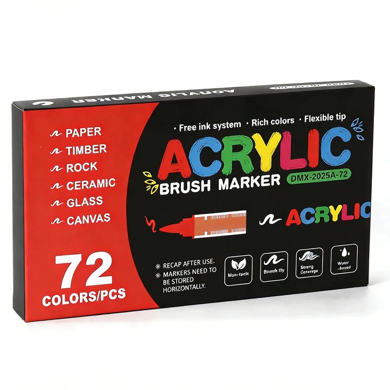 12-288 Colors Acrylic Paint Pen Markers Acrylic Felts Brush Tip Paint Markers for Wood Rock Painting Canvas Gift DIY Crafts Art