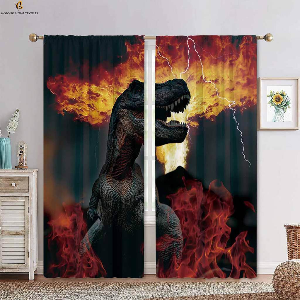 Window Curtains Animal Dinosaur Stereo Printing Bedroom Living Room Kitchen Children Decorative Made Of Polyester Great Decor
