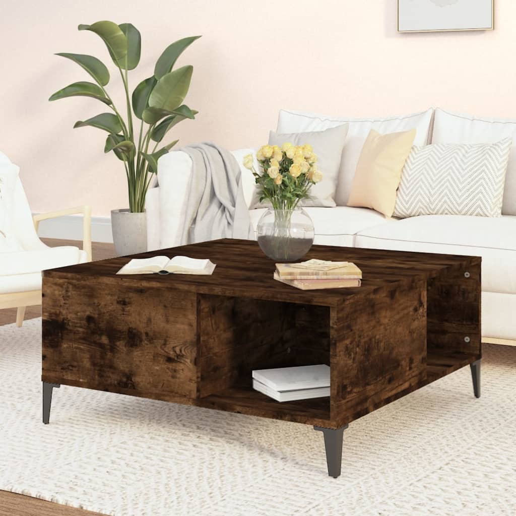 Coffee Table Smoked Oak 80 x 80 x 36.5 cm Engineered Wood