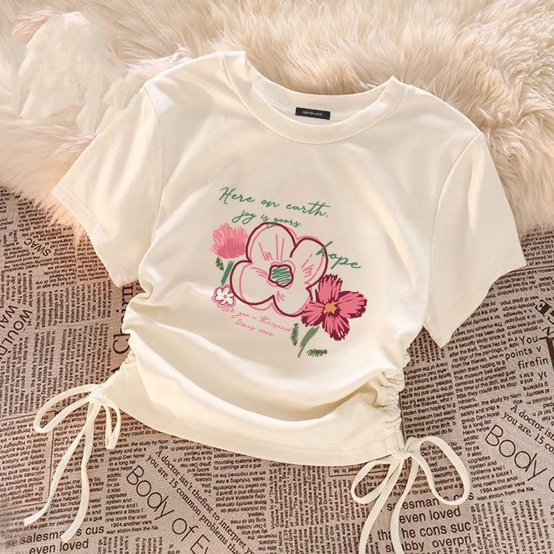 Girls' Solid Color T-shirts Short-sleeve Tops for Kids Summer Children Tees Teenager Blouse Baby Outfits Clothing