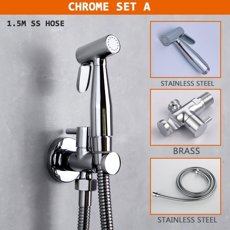 Household Bidet Sprayer Set Stainless Steel Sprayer Matt Black Gold Toilet Partner Brass Cold Valve Metal Grey Gloss Chrome