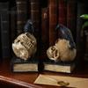 Home Table Centerpiece Skull Halloween Head Statue, Gothic Crow And Book Sculpture, Vintage Style Ornament Spooky Resin Statue for Party Haunted House