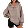 Autunno Inverno Largo Casual Tinta Unita Versatile Felpe Pullover da Donna con Tasca e Cappuccio