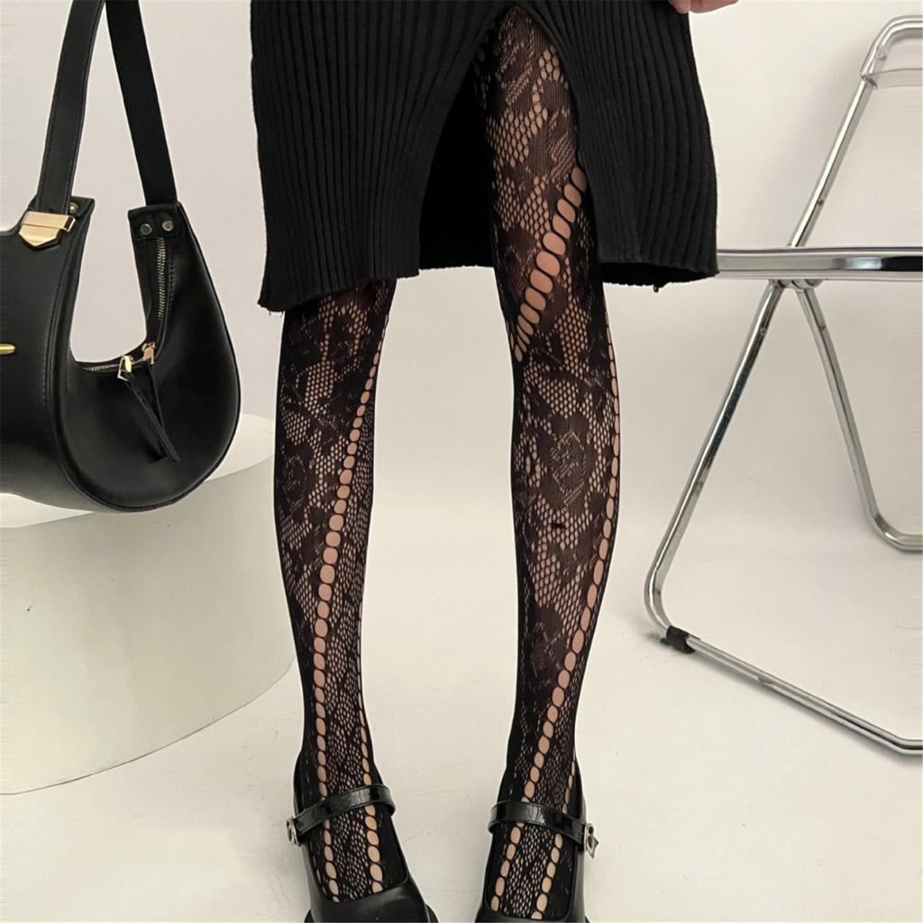 Florals Patterned Tights Fishnet Stockings Summer Flower Sheer Pantyhose Tights
