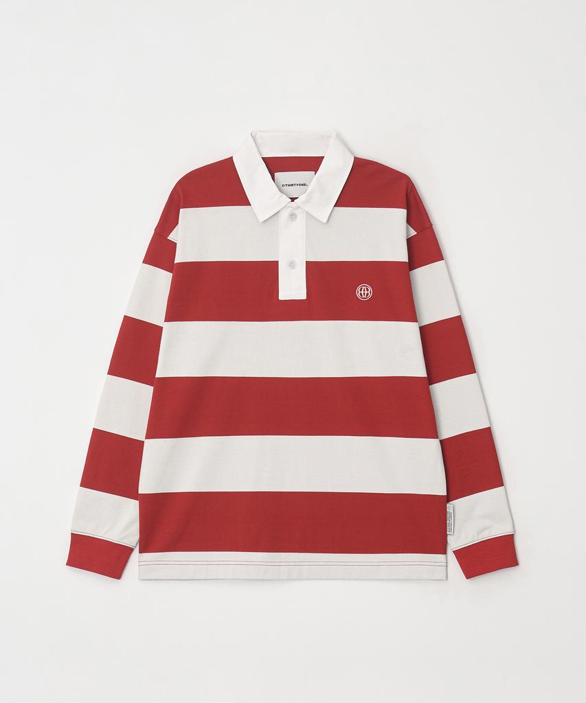 DTHIRTYONE Striped Long Sleeve Rugby Shirt (Red)