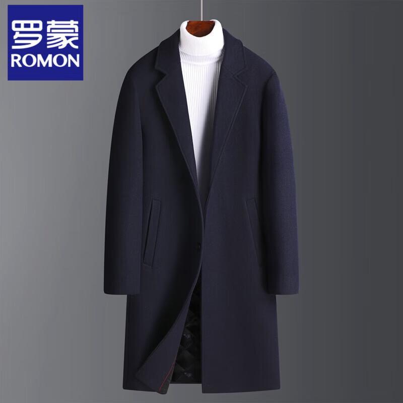 ROMON E Men's Mid-Length Wool Blend Overcoat
