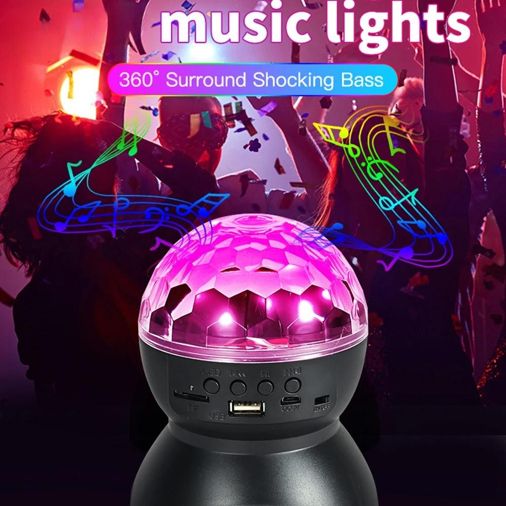 USB Charging Bluetooth Music Light Disco Rotating Stage Light LED RGB DJ Ball Party Wedding Atmosphere Lights