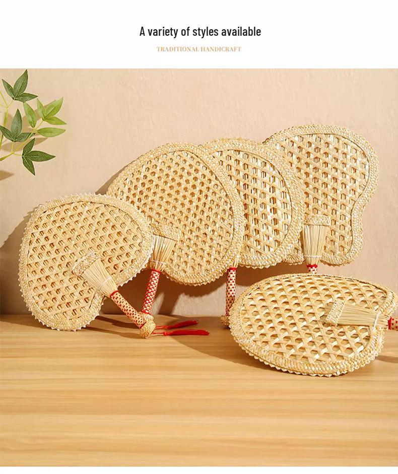 Durable Handmade Large Wheat Straw Palm Fan for Summer Household Use