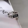 Madingas kvadratinis juodų cirkonio akmenukų piršto žiedas moterims, unikalus reguliuojamas atviras žiedas, papuošalų aksesuaras