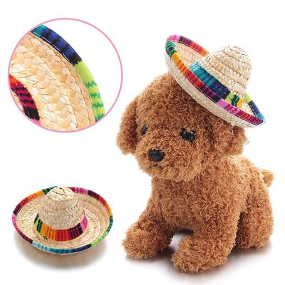 Buckle Costume Dog Supplies Mexican Straw Cap Sombrero Pet Ornaments Pet Straw Hat