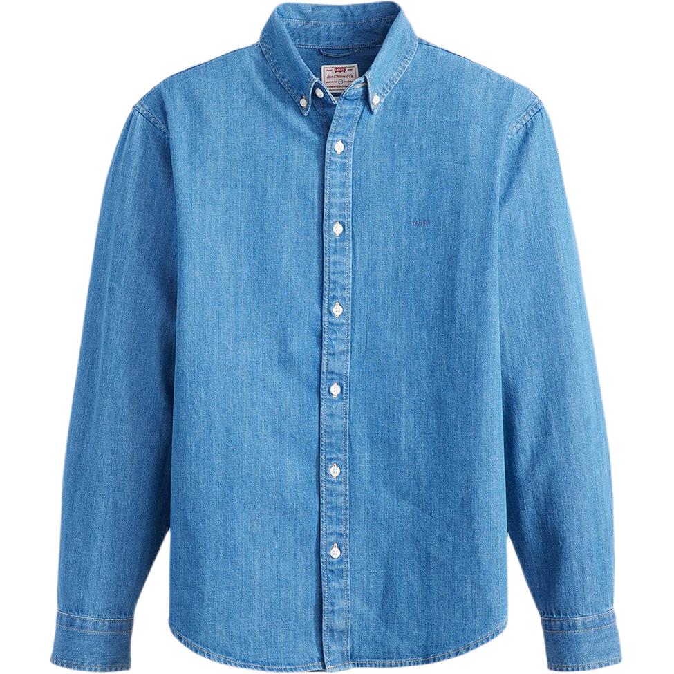 Levis Solid Color Single-Breasted Long Sleeve Loose Shirt Men Shirts Blue A7210-0025