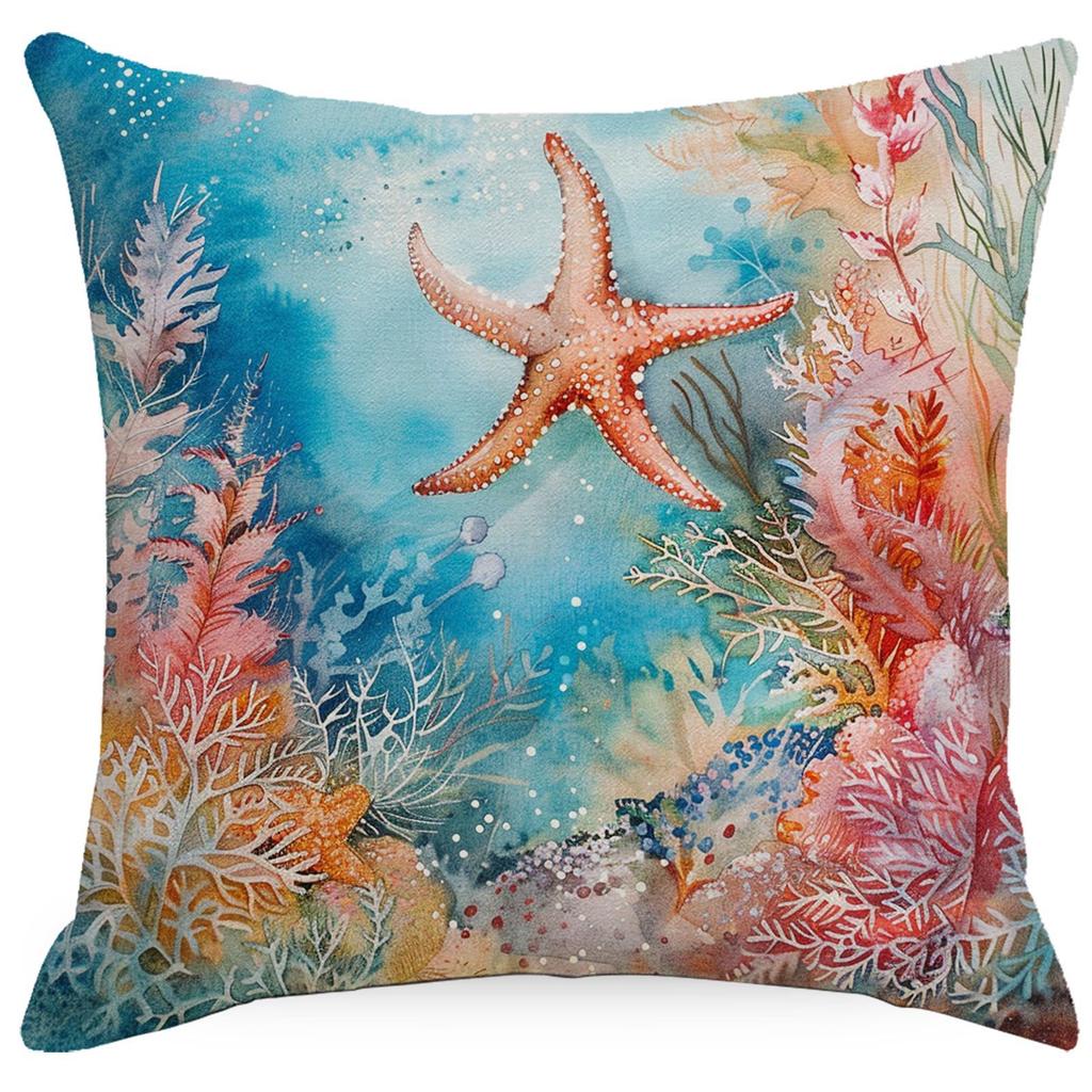 Colorful Marine Life Shell Pillowcase Summer Holiday Beach Hotel Decorative Cushion Cover