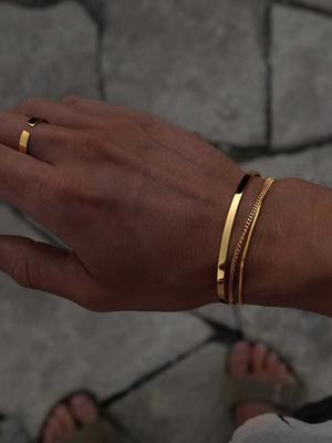 Bracelet Chaîne Os de Serpent Argenté Acier Inoxydable Simple Ne Se Décolore Pas Ouvert Pour Femmes Mode Hip Hop Bijoux