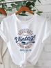 Women'S Classic White T-Shirt Vintage Print Casual Crew Neck Short Sleeve Casual Women T Shirt Fashion Women Clothes
