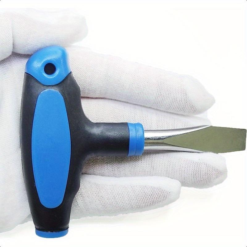 Cacciavite Compatto a T con Testa Piatta e Lama da 10mm – Manico Ergonomico Nero & Blu per Piastre a Rilascio Rapido, Treppiedi per Fotocamere