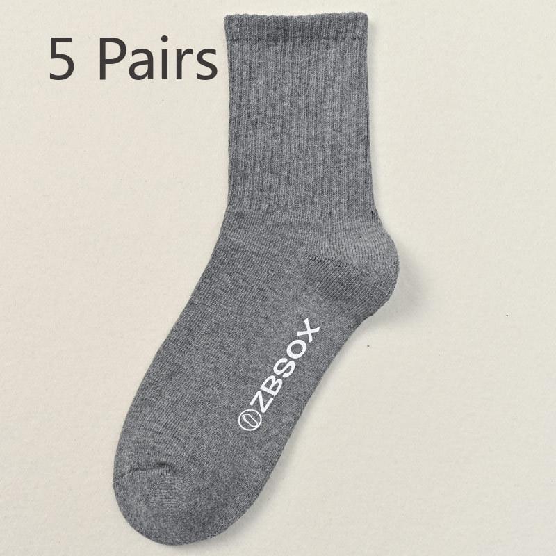 5 Pairs of Men's Autumn and Winter Cotton Thick and Velvet Warm Wool Ring Anti Pilling Tube Socks