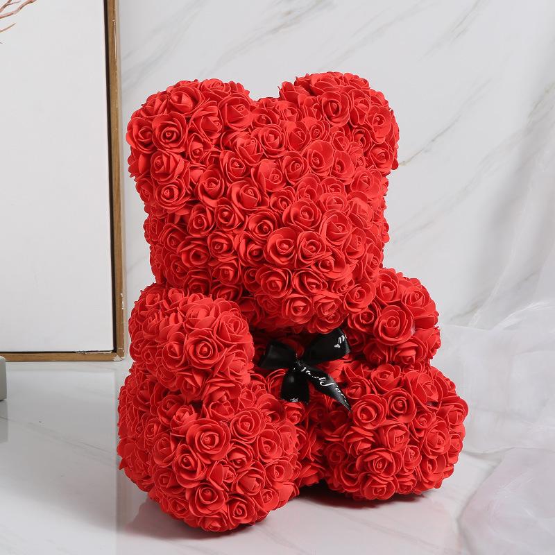 

Valentine s Day gift simulation flower bear foam bear PE rose bear Qixi Festival 520 birthday gift box finished product 25CM красный