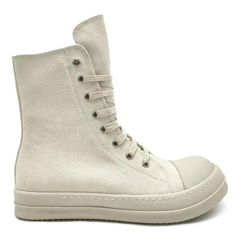 Quality Designer High Top Board Shoes Thick Sole Brand  Heightened Black Shoes Versatile Canvas Shoes Women's Boots