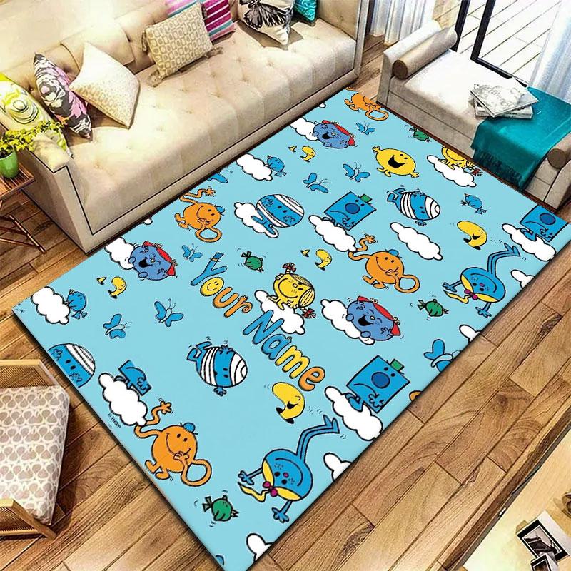 Mr. Men Little Miss Custom Name Carpet Rug for Living Room Bedroom Home Sofa Decoration,Kids play Non-slip Floor Mat