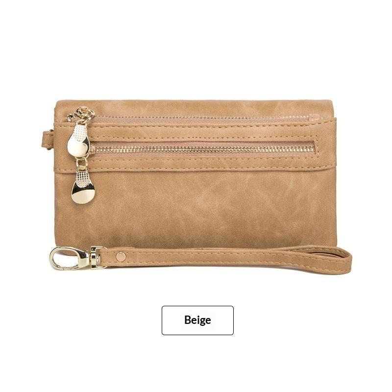 Retro Damen Langbörse Große Kapazität Doppelfach Multi-Kartenfach Geldbörse Mode Multifunktionale Doppeltaschen-Handtasche