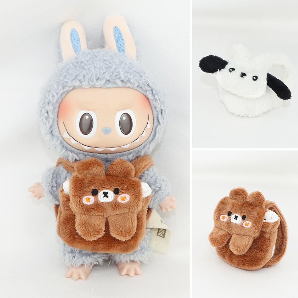 For 17cm Labubu Kawaii Bear Backpack Puppy Backpack Suitable for Labubu2.0 Sit Party Plush Costume Doll Bag