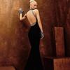 European and American Women's Long Evening Dress Scarf Handmade Beaded Drill Sexy Big Backless Bandage Dress Women
