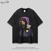 Unisex Oversized Cotton Tee With Distressed Wash Print - Streetwear Loose Fit Short Sleeve Top Men Women