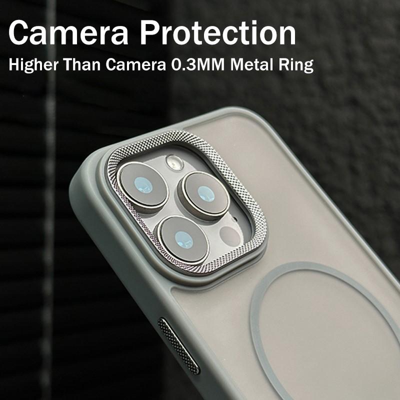 Luxury Metal Camera Ring Protection For Magsafe Case for iPhone 16 16E 15 14 Plus 13 12 11 Pro Max Matte Shockproof Bumper Cover
